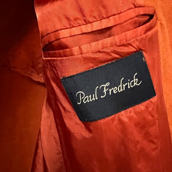 Paul Fredrick Men's XL 100% Linen L/S Shirt/Jacket. Made in Portugal. Orange - Picture 6 of 7
